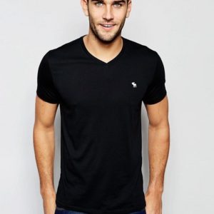 V Neck T-Shirt In Black
